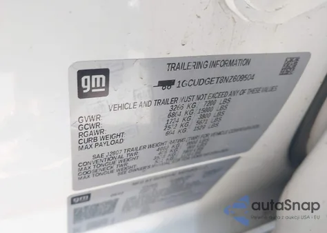 2022 Chevrolet Silverado 1500 4Wd Short Bed Ltz z USA, uszkodzony, nr VIN 1GCUDGET8NZ609504